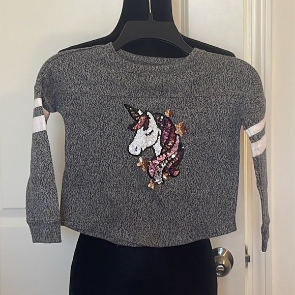Bundle (2) Rumi+Ryder Unicorn & Heart Sequence Long Sleeve Shirt - Size 6-7 - Picture 2 of 13